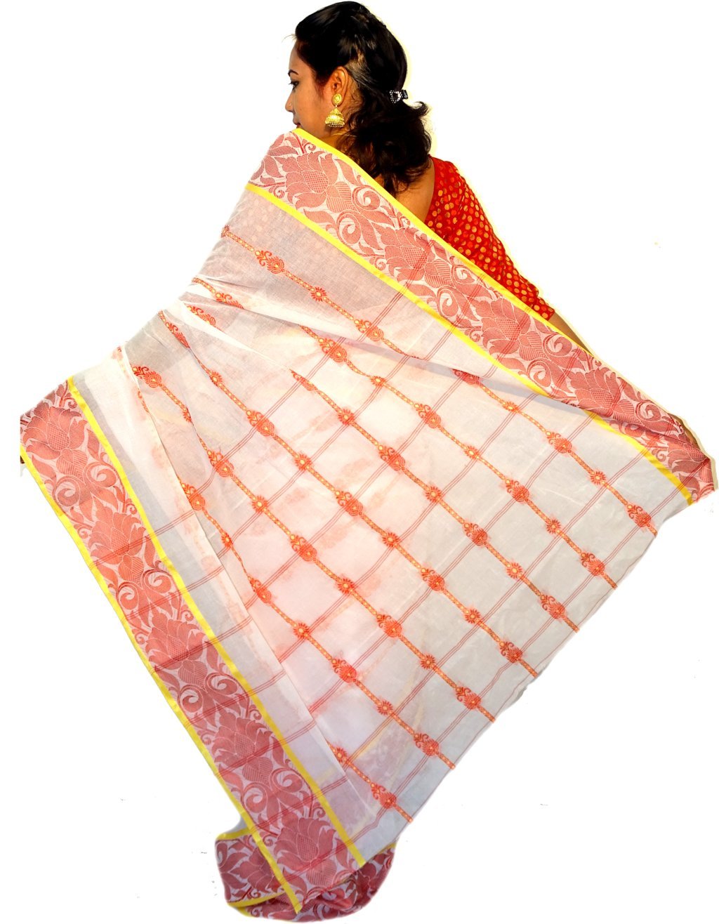 White Pure Cotton Charulata_Desiging Tant Saree (739)